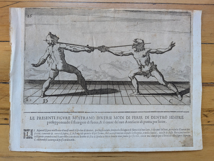 1628 Rapier Prints of Single-Sword Technique from Scola, Overo Teatro by Nicoletto Giganti