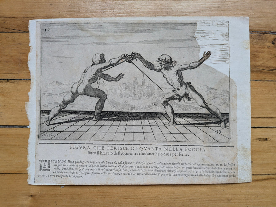 1628 Rapier Prints of Single-Sword Technique from Scola, Overo Teatro by Nicoletto Giganti