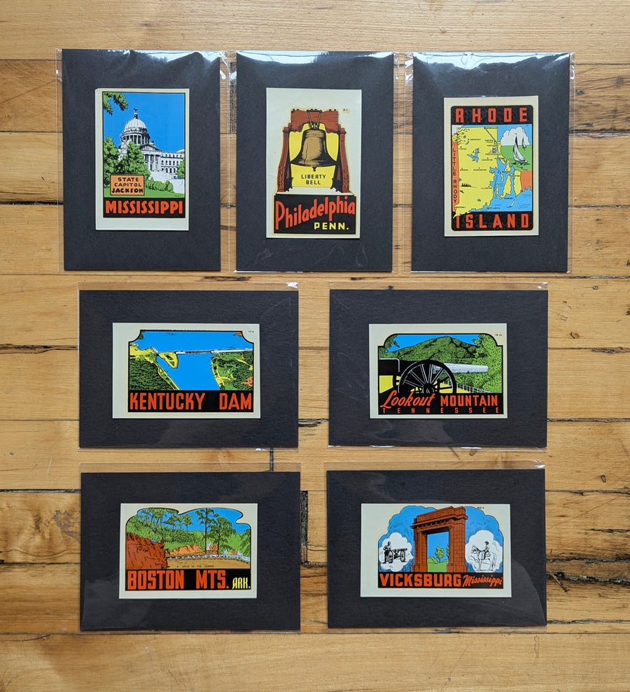 1940s - 1950s Travel Decals (Eastern and Southern States) by: the Lindgren Brothers