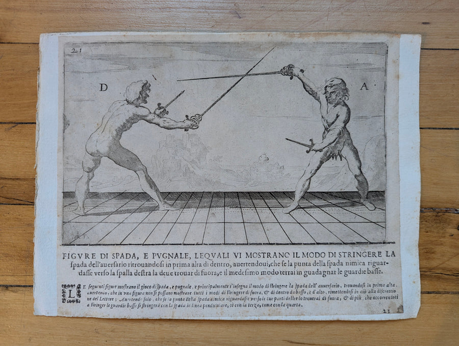 1628 Rapier Prints of Sword-and-Dagger Techniques from Scola, Overo Teatro by Nicoletto Giganti