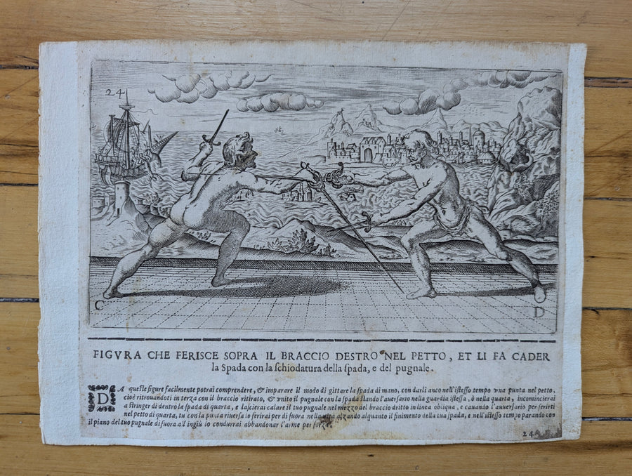 1628 Rapier Prints with Background Scenes from Scola, Overo Teatro by Nicoletto Giganti