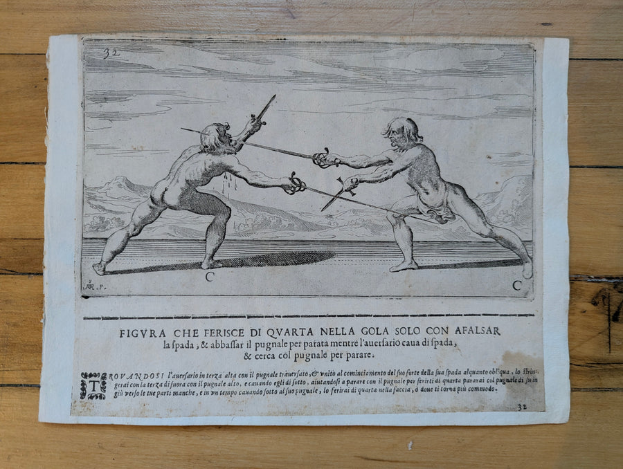 1628 Rapier Prints of Sword-and-Dagger Techniques from Scola, Overo Teatro by Nicoletto Giganti