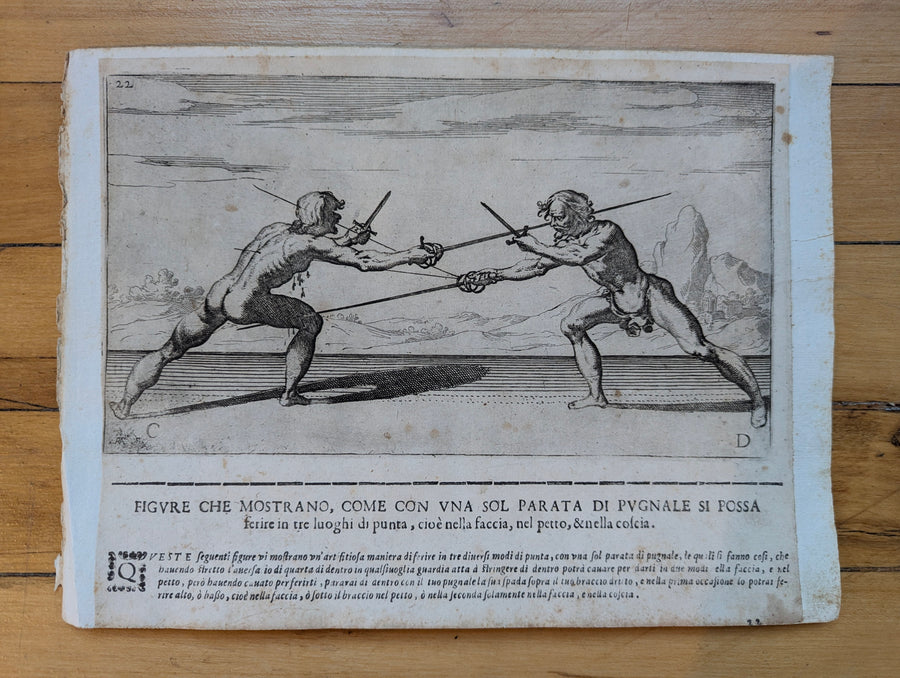 1628 Rapier Prints of Sword-and-Dagger Techniques from Scola, Overo Teatro by Nicoletto Giganti