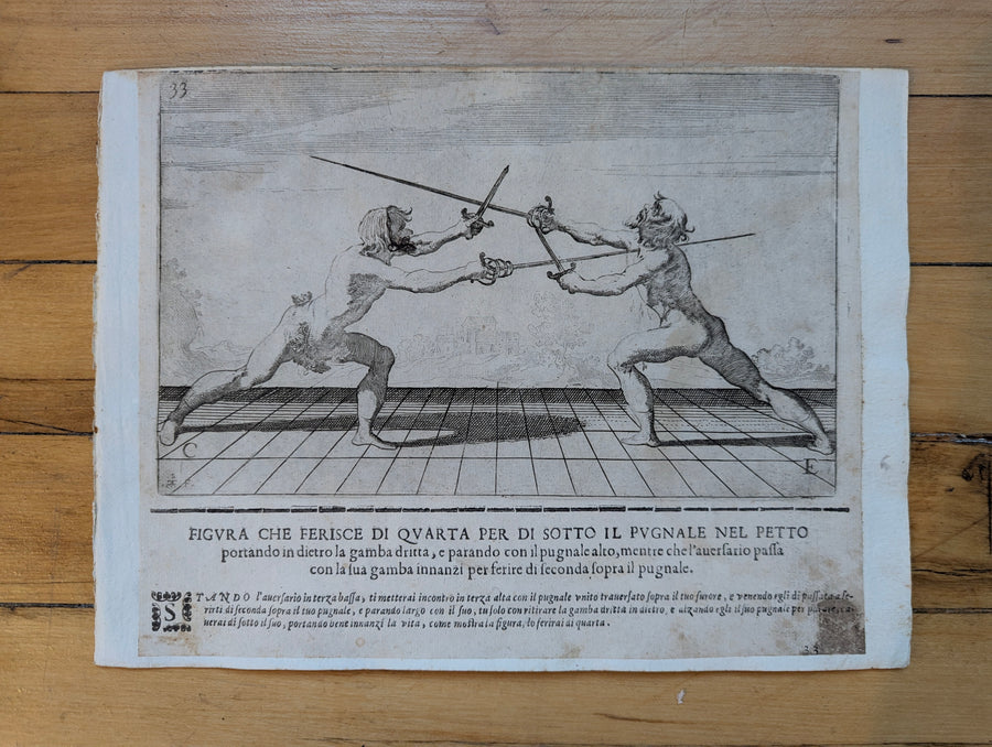 1628 Rapier Prints of Sword-and-Dagger Techniques from Scola, Overo Teatro by Nicoletto Giganti