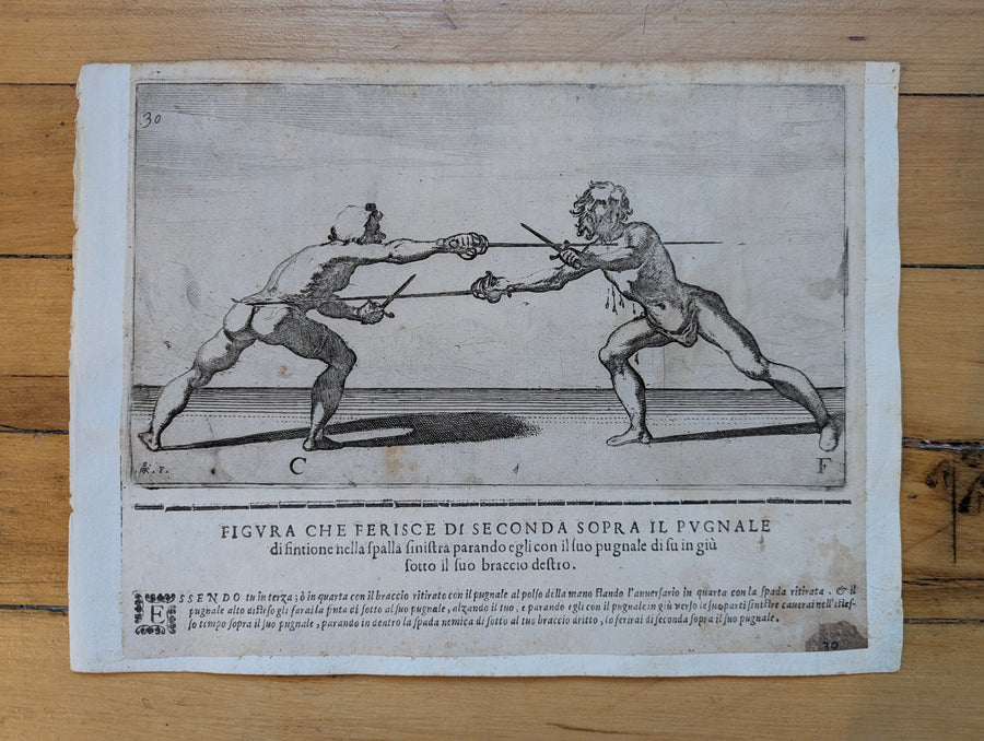 1628 Rapier Prints of Sword-and-Dagger Techniques from Scola, Overo Teatro by Nicoletto Giganti