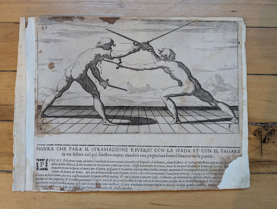1628 Rapier Prints of Sword-and-Dagger Techniques from Scola, Overo Teatro by Nicoletto Giganti