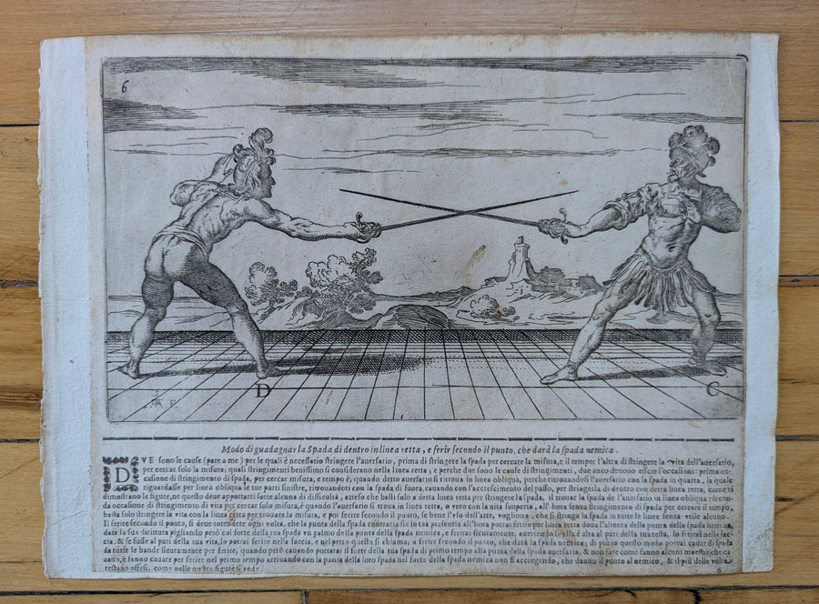1628 Rapier Prints of Single-Sword Technique from Scola, Overo Teatro by Nicoletto Giganti