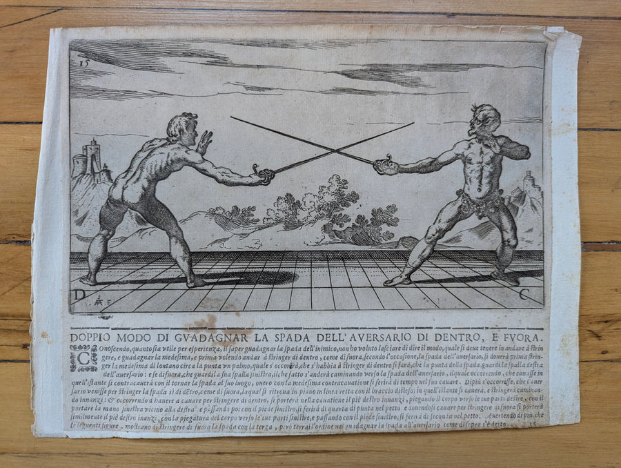 1628 Rapier Prints of Single-Sword Technique from Scola, Overo Teatro by Nicoletto Giganti
