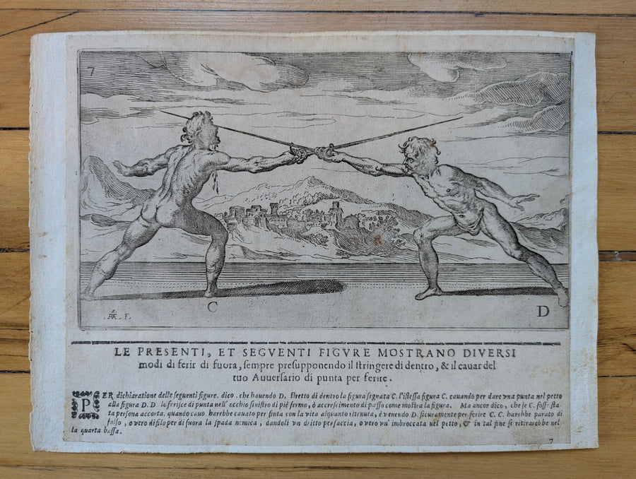 1628 Rapier Prints of Single-Sword Technique from Scola, Overo Teatro by Nicoletto Giganti