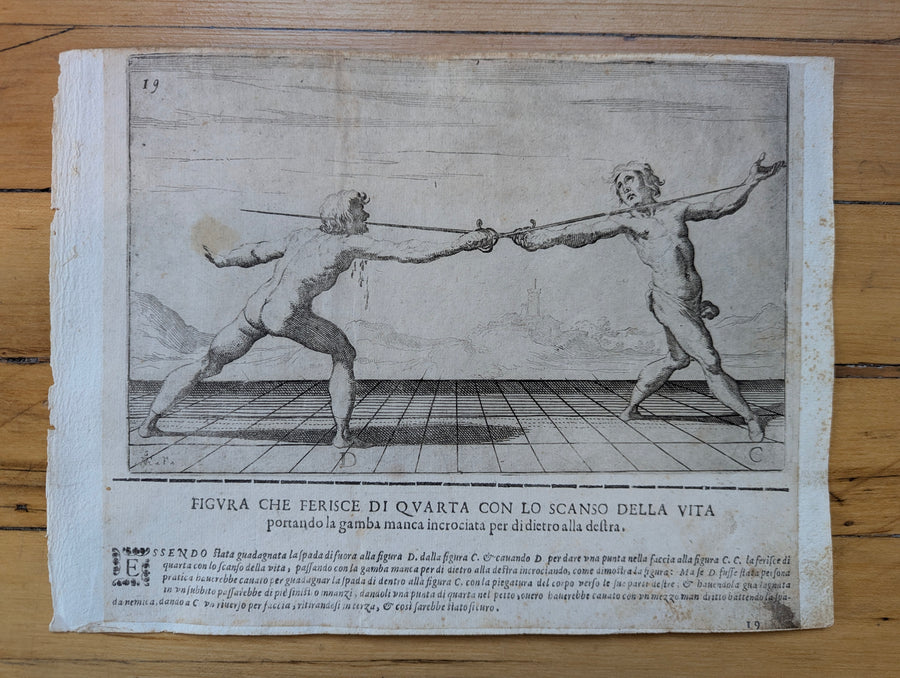 1628 Rapier Prints of Single-Sword Technique from Scola, Overo Teatro by Nicoletto Giganti
