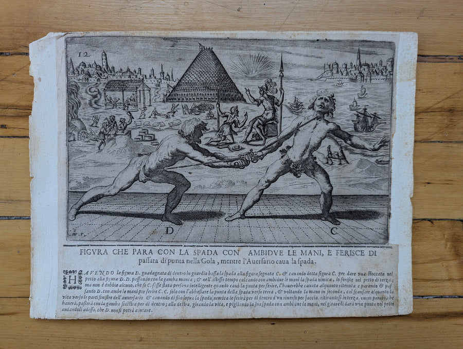 1628 Rapier Prints with Background Scenes from Scola, Overo Teatro by Nicoletto Giganti