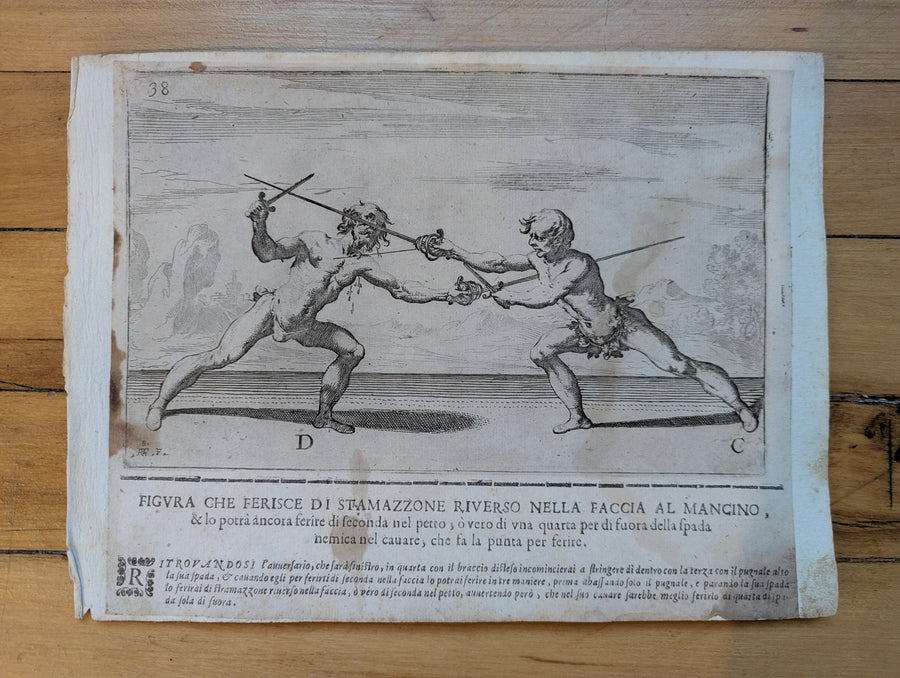 1628 Rapier Prints of Sword-and-Dagger Techniques from Scola, Overo Teatro by Nicoletto Giganti