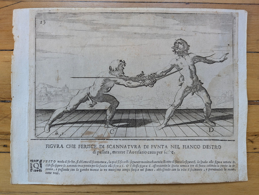 1628 Rapier Prints of Single-Sword Technique from Scola, Overo Teatro by Nicoletto Giganti