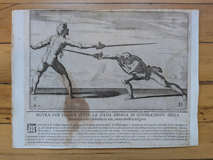 1628 Rapier Prints of Single-Sword Technique from Scola, Overo Teatro by Nicoletto Giganti