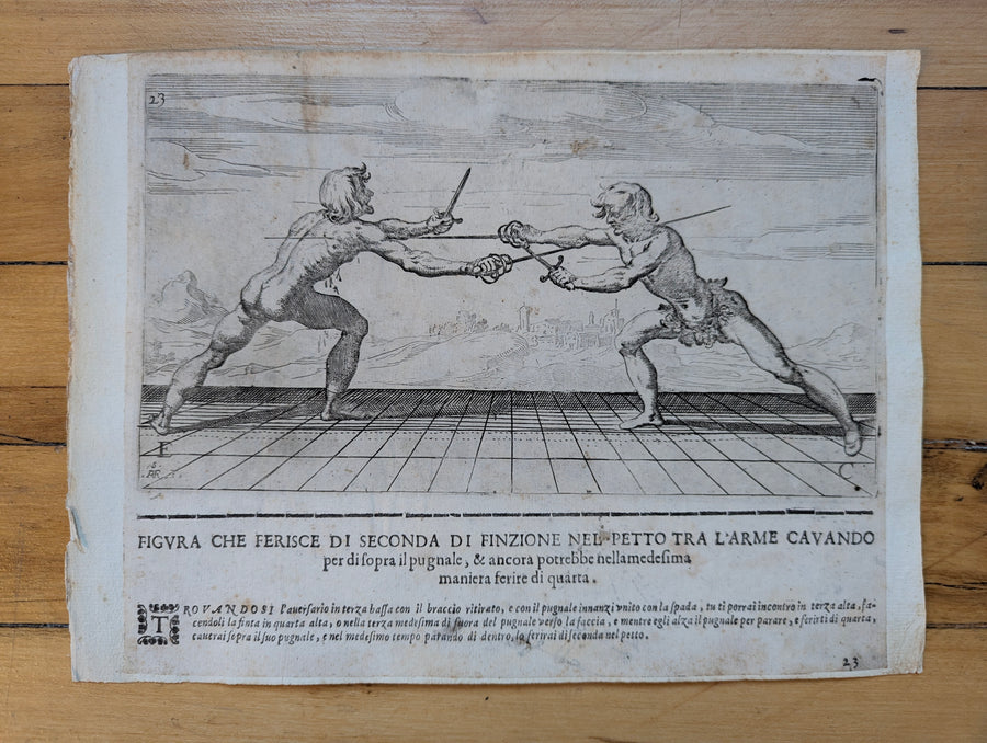 1628 Rapier Prints of Sword-and-Dagger Techniques from Scola, Overo Teatro by Nicoletto Giganti