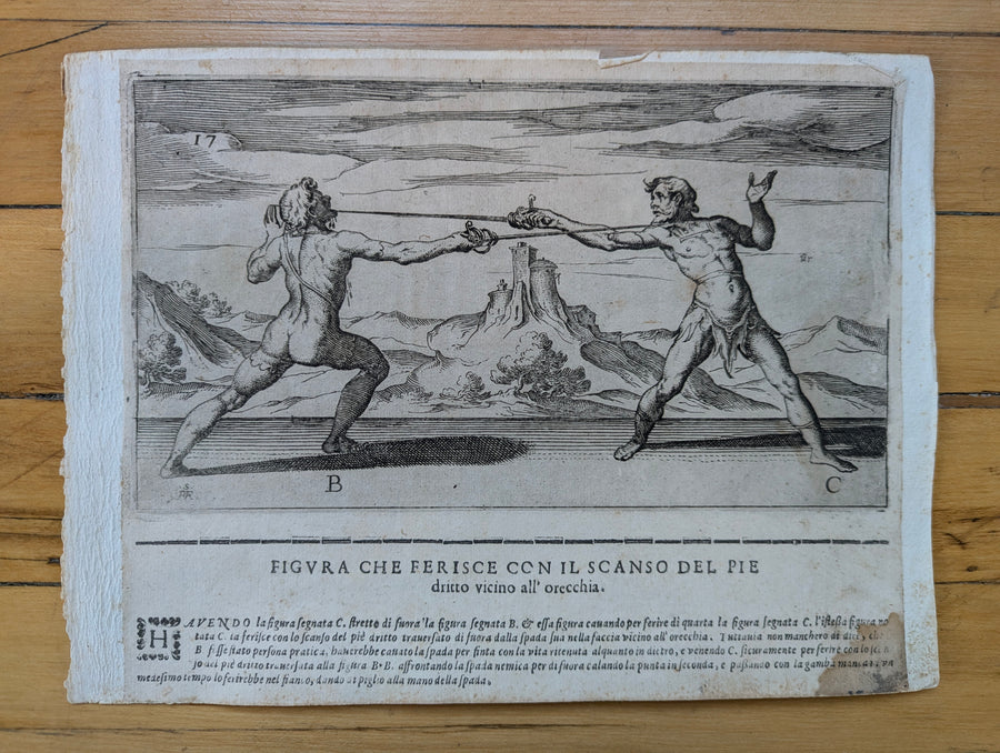 1628 Rapier Prints of Single-Sword Technique from Scola, Overo Teatro by Nicoletto Giganti