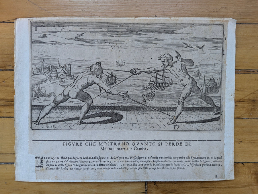 1628 Rapier Prints with Background Scenes from Scola, Overo Teatro by Nicoletto Giganti