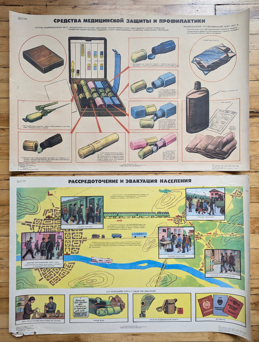1987 Soviet Civil Defense Posters - Complete Set of 25