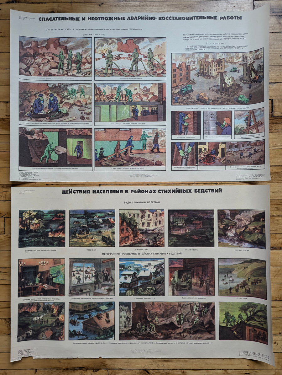1987 Soviet Civil Defense Posters - Complete Set of 25