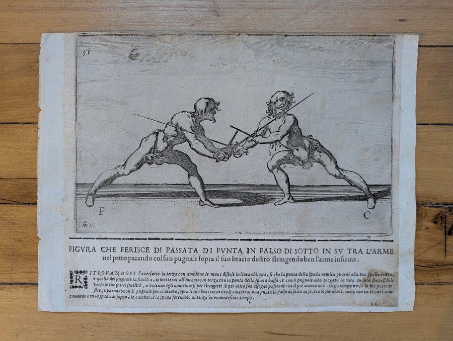 1628 Rapier Prints of Sword-and-Dagger Techniques from Scola, Overo Teatro by Nicoletto Giganti