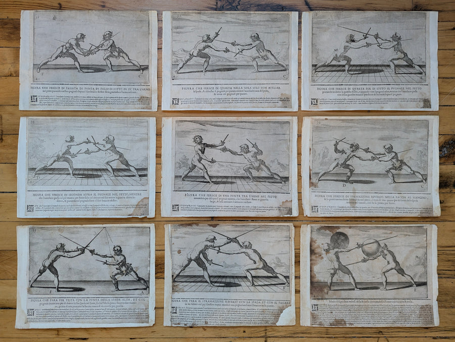 1628 Rapier Prints of Sword-and-Dagger Techniques from Scola, Overo Teatro by Nicoletto Giganti
