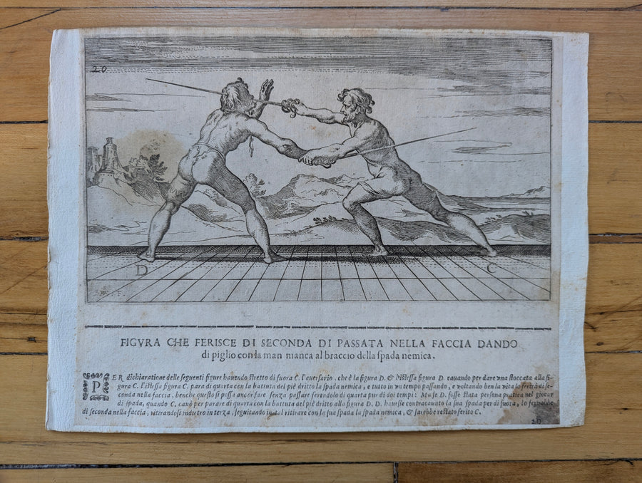 1628 Rapier Prints of Single-Sword Technique from Scola, Overo Teatro by Nicoletto Giganti