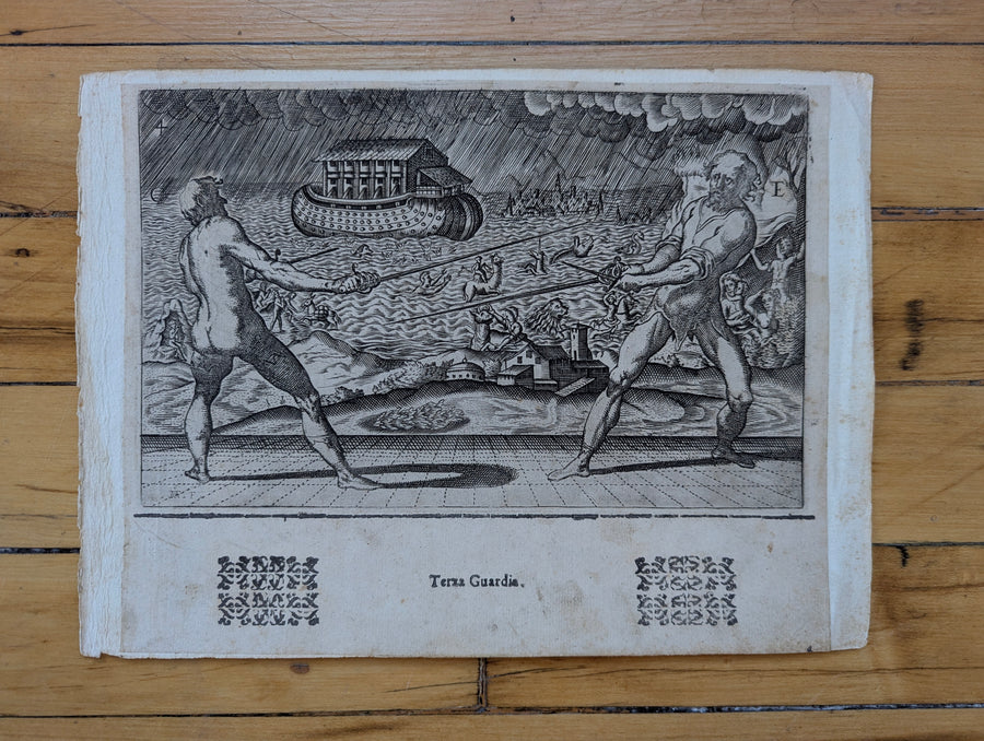 1628 Rapier Prints with Background Scenes from Scola, Overo Teatro by Nicoletto Giganti