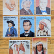 Load image into Gallery viewer, 1940s - 1960s Historical Figures &amp; American West – Illustrated Spanish Ration Coupon Sheets
