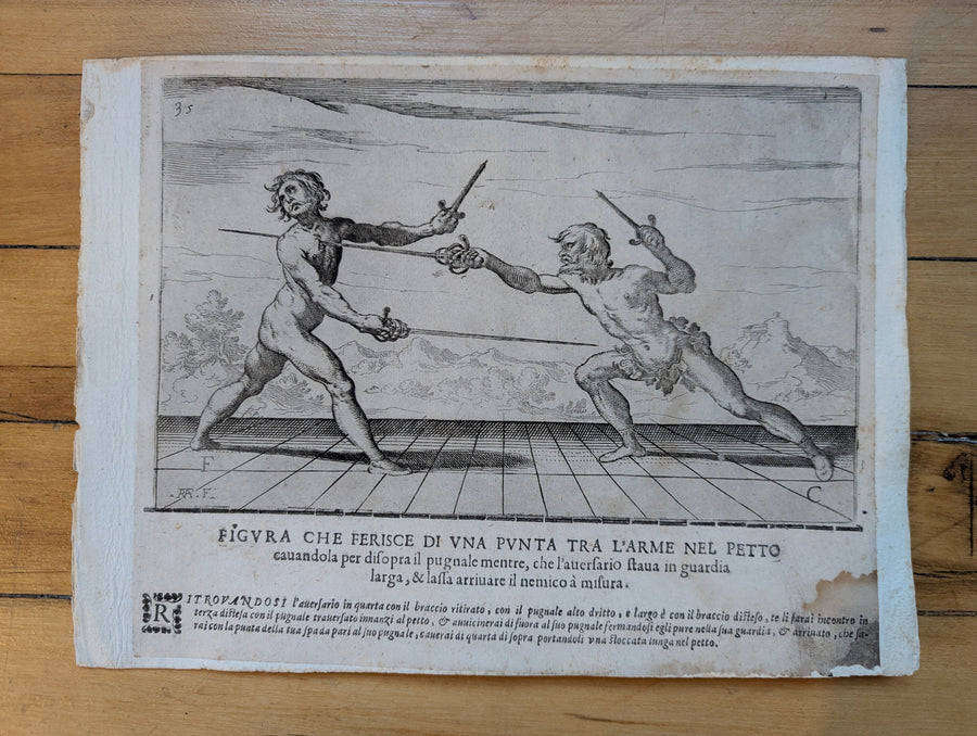 1628 Rapier Prints of Sword-and-Dagger Techniques from Scola, Overo Teatro by Nicoletto Giganti