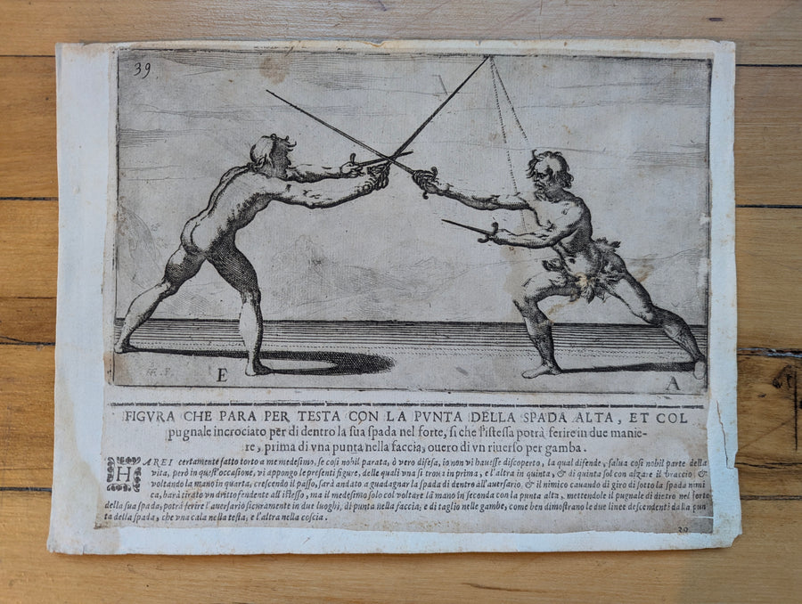1628 Rapier Prints of Sword-and-Dagger Techniques from Scola, Overo Teatro by Nicoletto Giganti