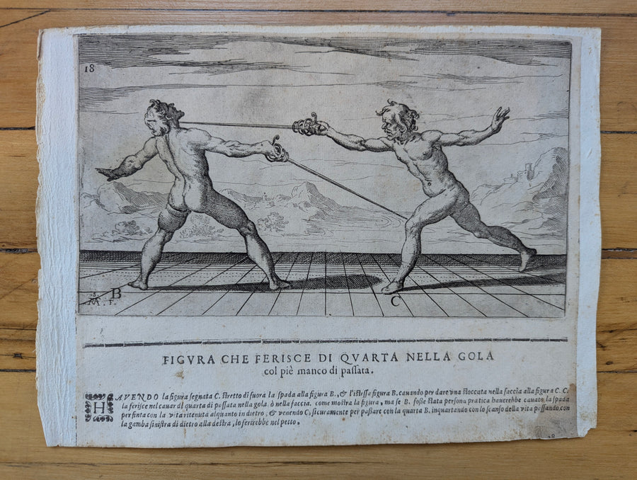 1628 Rapier Prints of Single-Sword Technique from Scola, Overo Teatro by Nicoletto Giganti