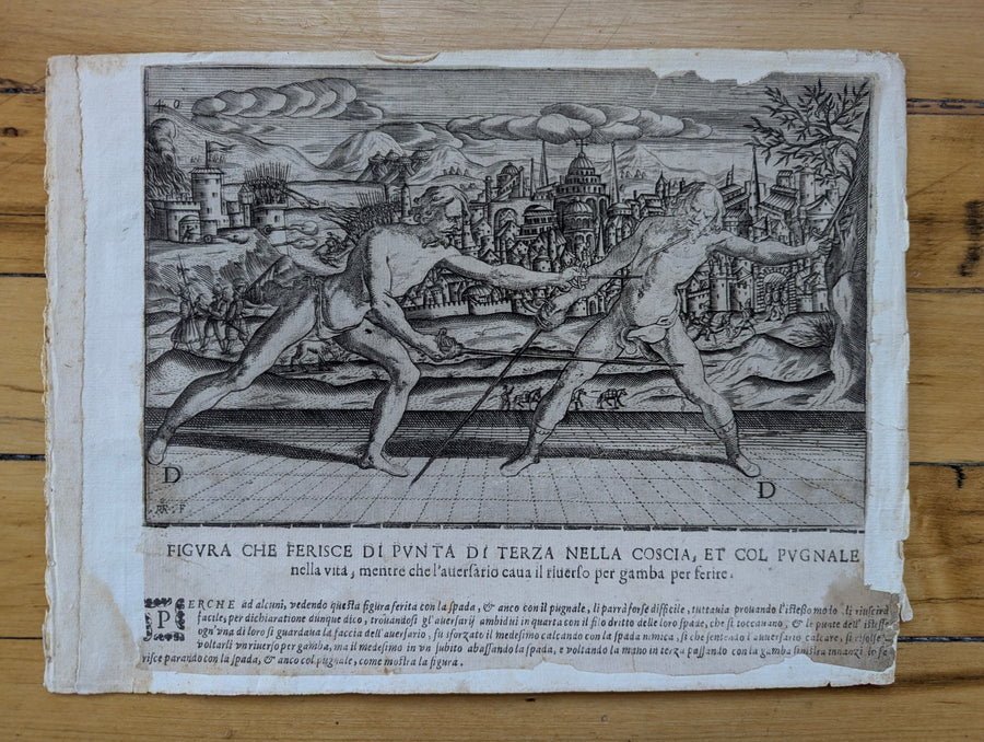 1628 Rapier Prints with Background Scenes from Scola, Overo Teatro by Nicoletto Giganti