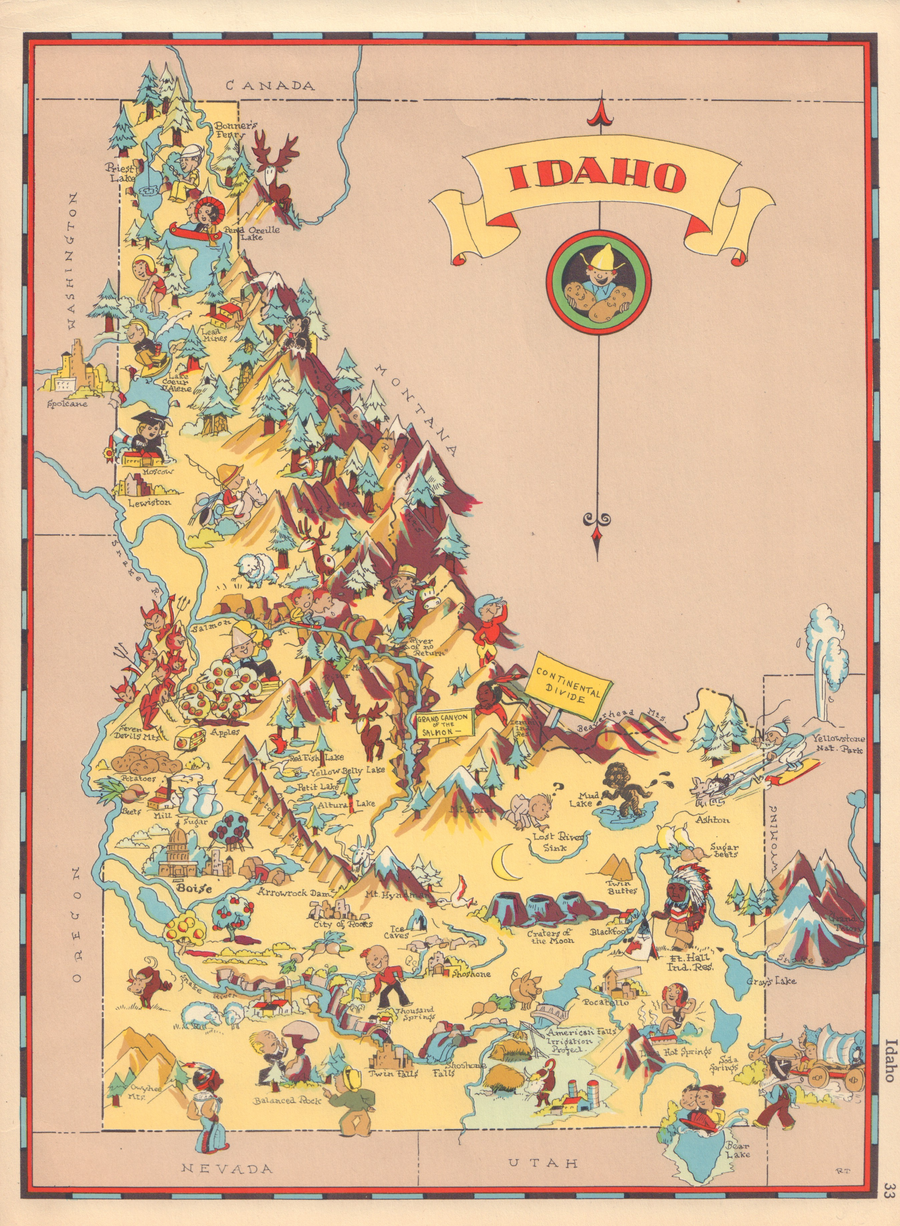 Pictorial Map of Idaho by Ruth Taylor White, 1935