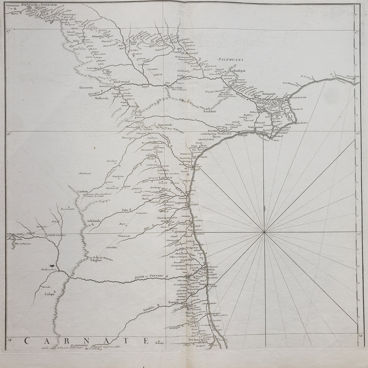 Antique Map of the Coromandel Coast by Jean Baptiste d'Anville, 1753 ...