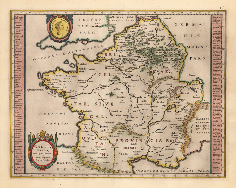 Antique Map of France - Gallia Vetus, ad Iul Caesaris Commentaria Ortelius / Blaeu 1640