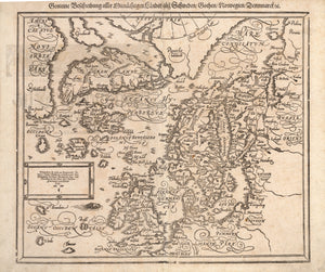 Antique Map of the British Isles, Scandinavia, Iceland, Greenland - Gemeine Beschreibung Aller Mitnachtigen Lander/alsz Schweden/Goten/ By: Sebastian Munster Date: 1588