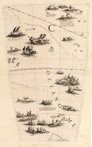 1688 Coronelli Globe Gore of the South Atlantic