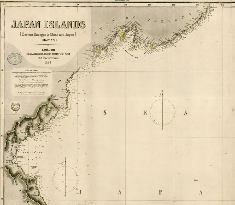 1886 Japan Islands [Eastern Passage to China and Japan]