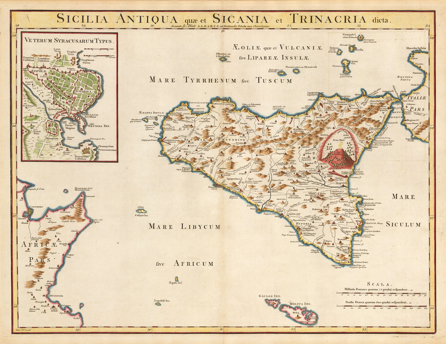 Antique Map Sicilia Antiqua quae et Sicania et Trinacria dicta. By: John Blair Date: 1779