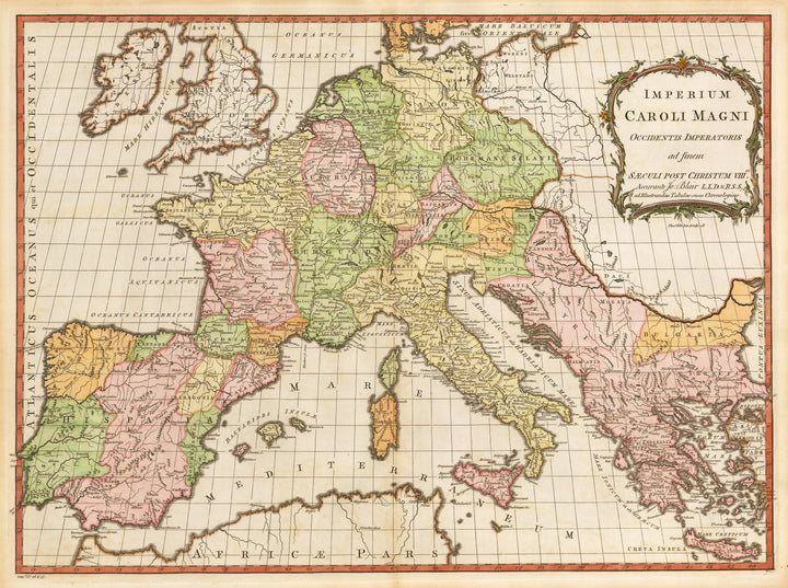 Antique Map Imperium Caroli Magni Occidentis Imperatoris...By: John Blair Date: 1779