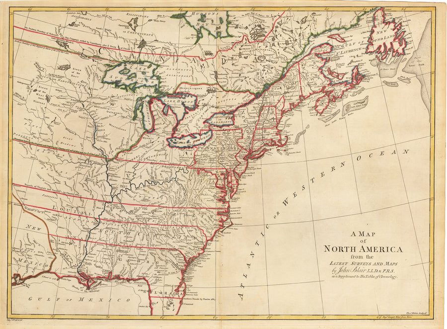 Antique Map of North America by Blair, 1779 