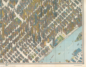 New York City Bird's Eye View Map by Herman Bollmann for Pictorial Maps, Inc.