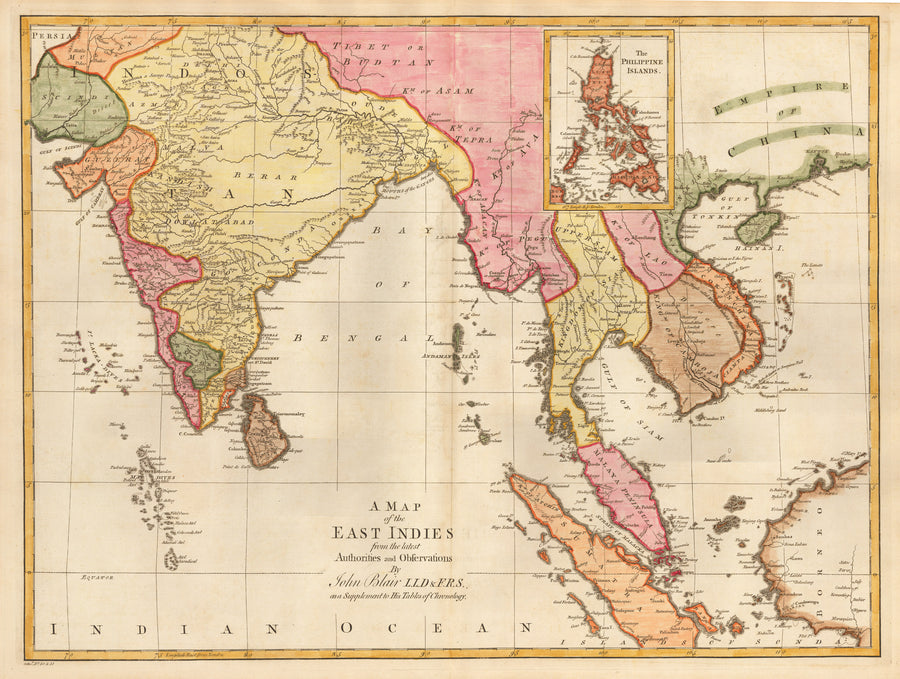 A Map of the East Indies from the latest Authorities and Observations Blair 1779