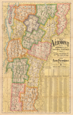 Complete Map of Vermont Showing Highways & Natural Features , 1902