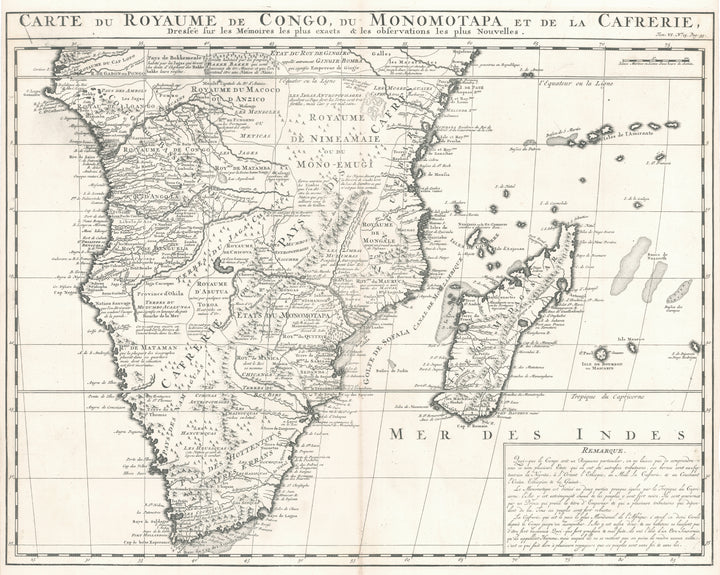 Carte du Royaume de Congo, du Monomotapa et de la Cafrerie… by: Chatelain 1719