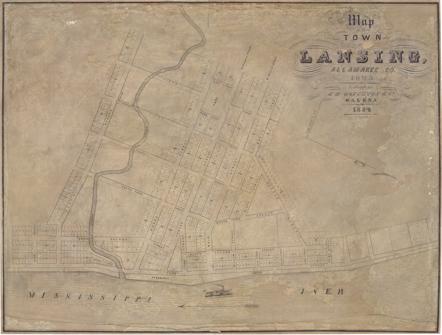 1854 Map of the Town of Lansing, Allamake Co. Iowa.