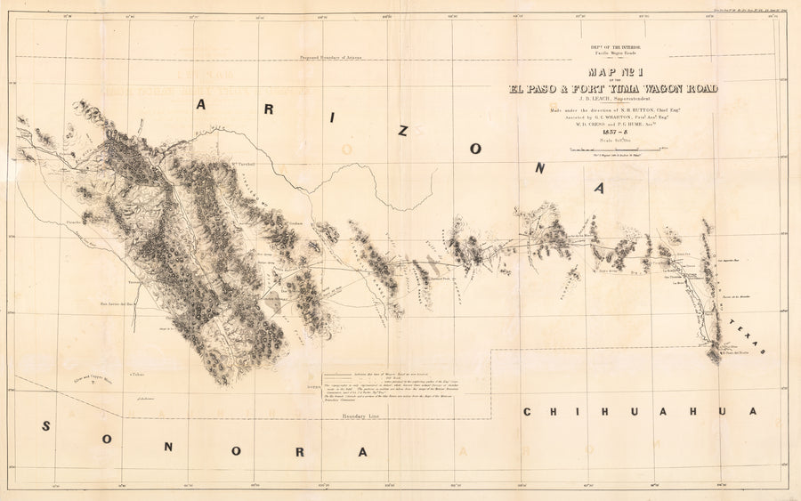 Map No 1 of the El Paso & Fort Yuma Wagon Road Yuma Wagon Road 1858