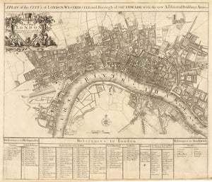 A Plan of the City’s of London, Westminster and Borough of Southwark; with the new Additional Buildings anno 1720 By: John Senex, 1720