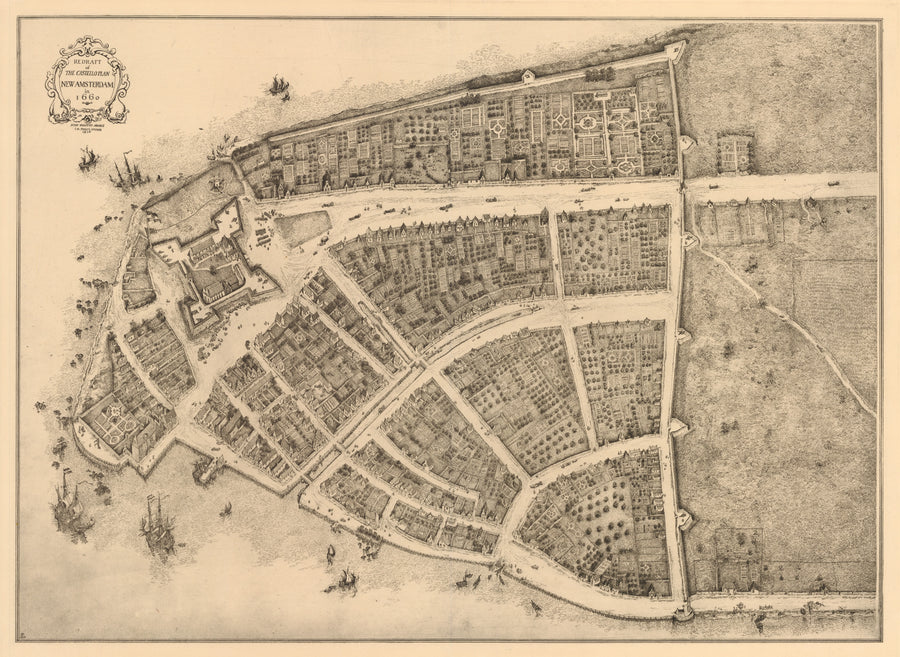 Redraft of the Castello Plan New Amsterdam in 1660 / 1916 - Early Map of New York City
