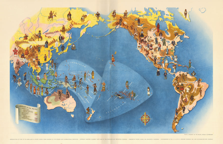 Pageant of the Pacific: PLATE I. Peoples of the Pacific  by Miguel Covarrubias 1940